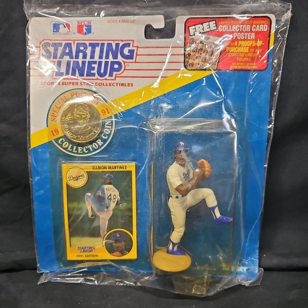 1991 Ramon Martinez Los Angeles Dodgers Starting Lineup in pkg w/ BB Card & Coin